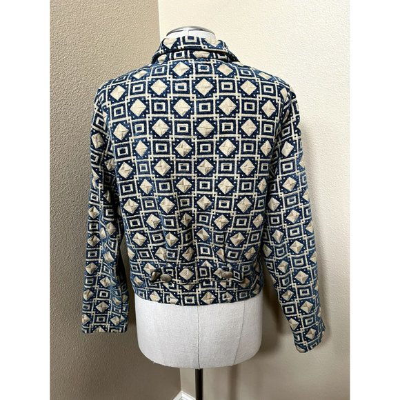 Vintage BELUVA women's blazer geometric print long sleeve size MEDIUM - Picture 3 of 4